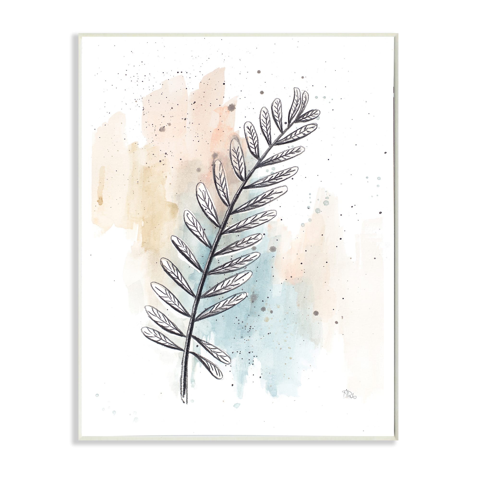 Stupell Industries Foliage Plant Stem over Watercolor Wall Plaque
